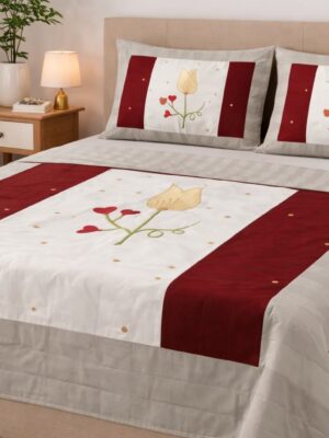Embroidery Bedsheets - Maroon